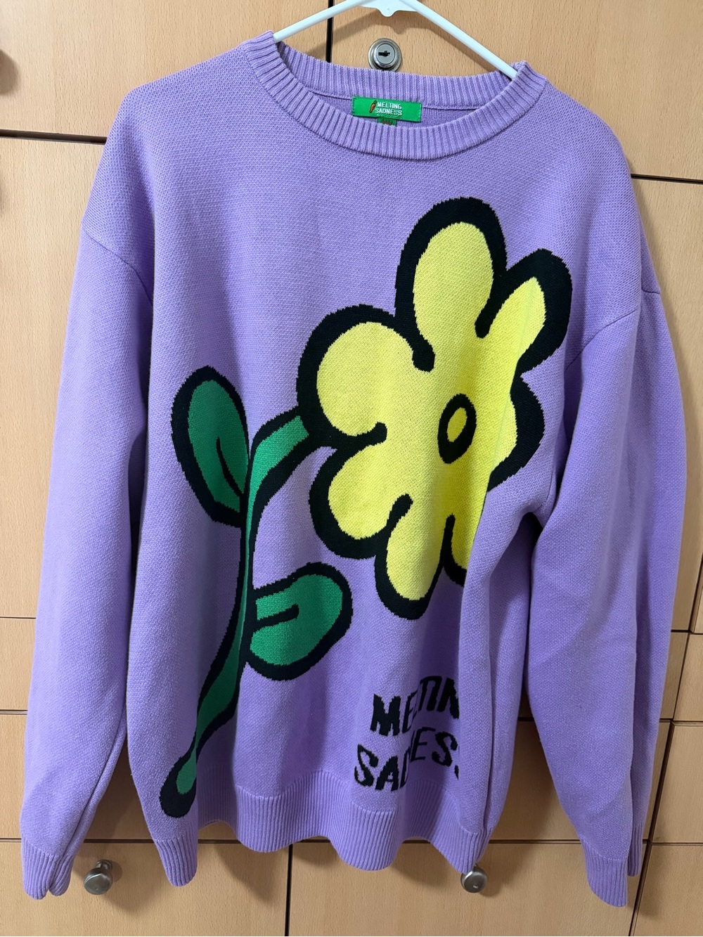Melting Sadness Purple Flower Oversized Knit Sweater